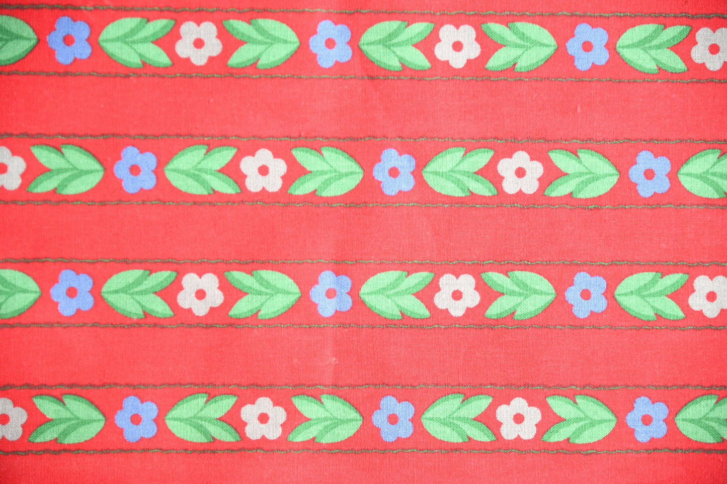 Vintage Laura Ashley Red Floral Stripe Fabric