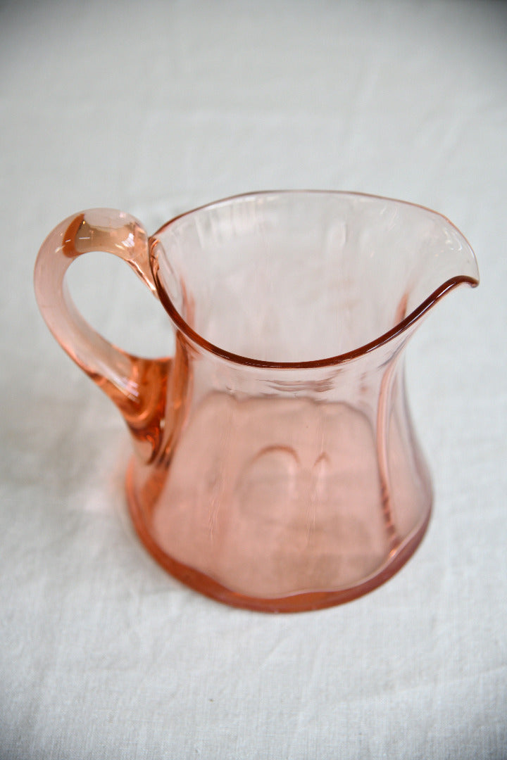 Large Vintage Hand Blown Peach Pink Glass Jug