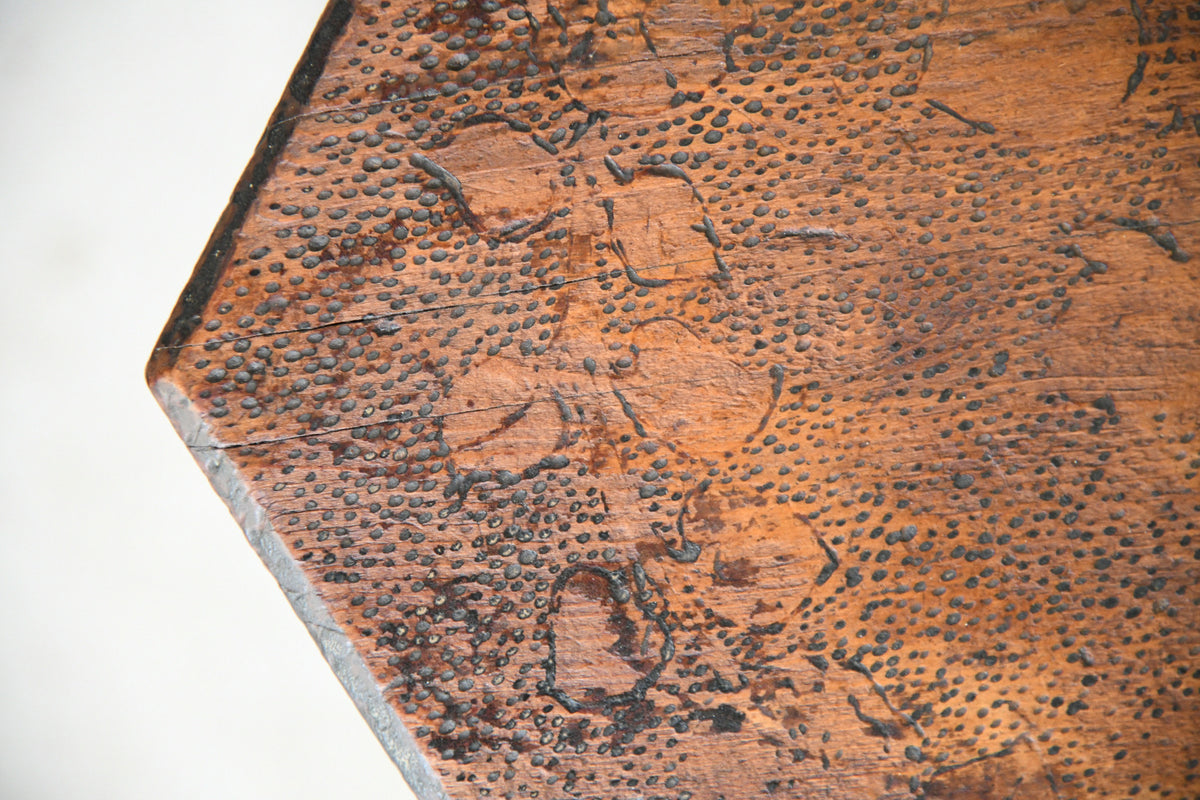 Early 20th Century Folk Art Pokerwork Stool