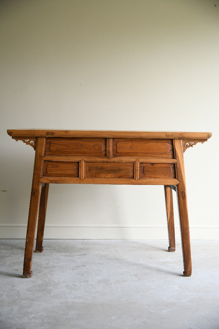 Antique Chinese Elm Console Table with Drawers