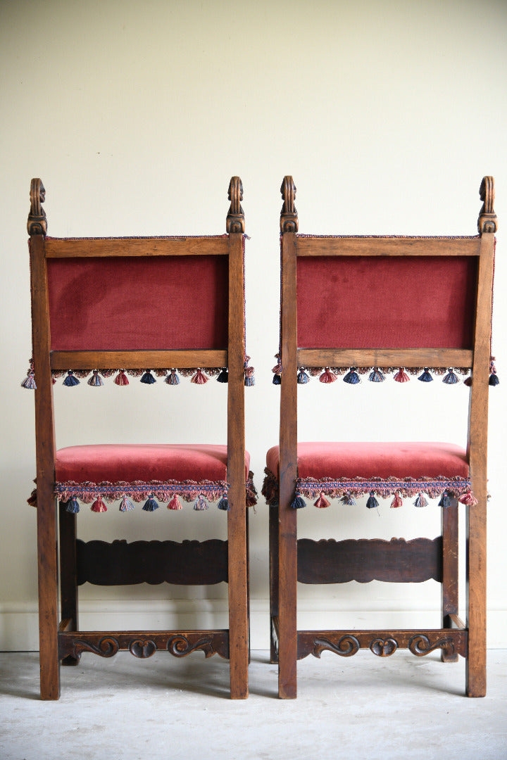 Pair of Late 19th Century Spanish Renaissance Revival Walnut Side Chairs