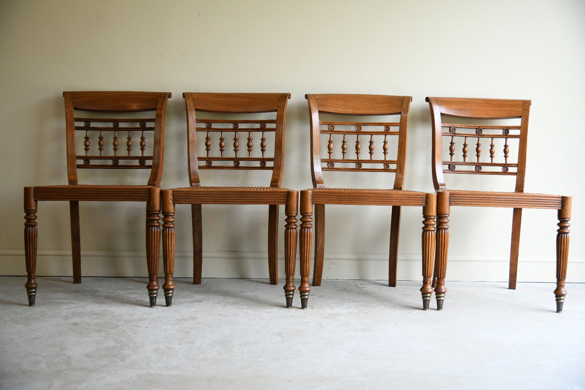 Set of Six Anglo Indian Style Cane Dining Chairs 4 Chairs & 2 Carvers
