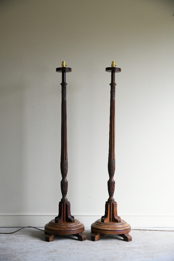 Pair of Mahogany Hepplewhite Style Floor Lamps