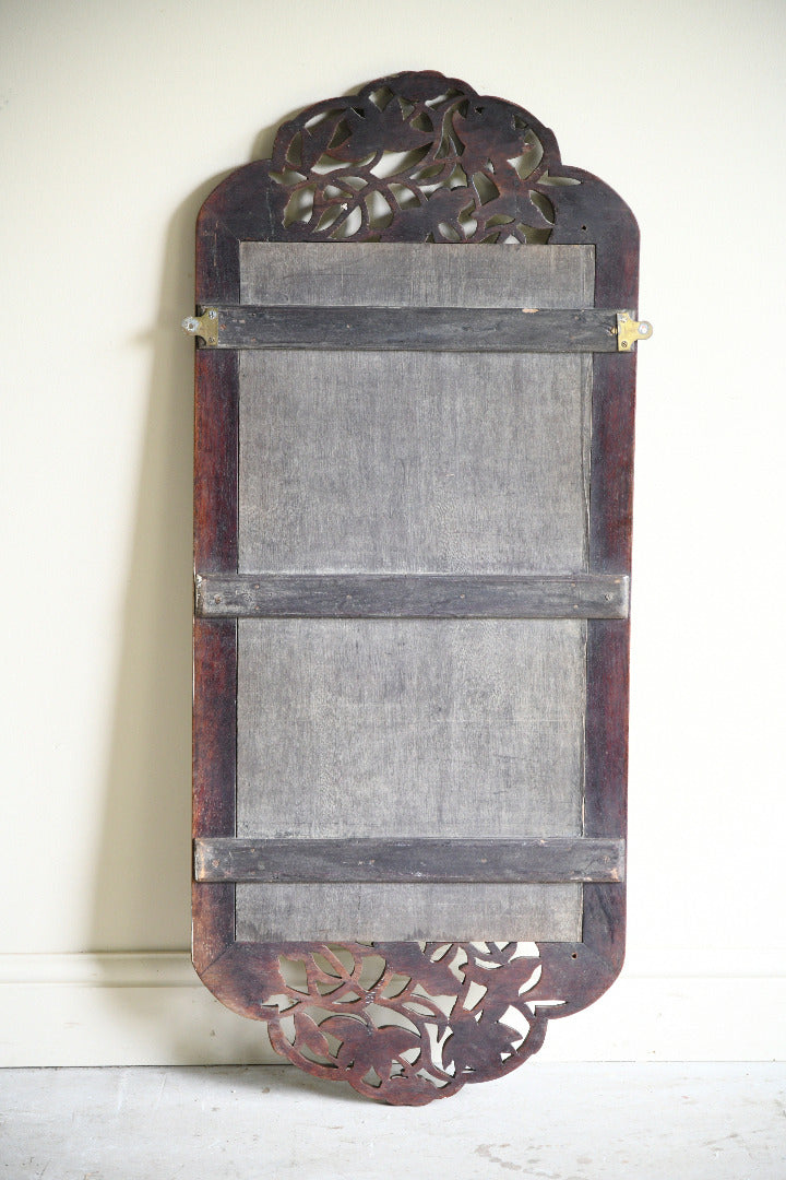 Large Carved Hardwood Wall Mirror with Floral & Bird Detail