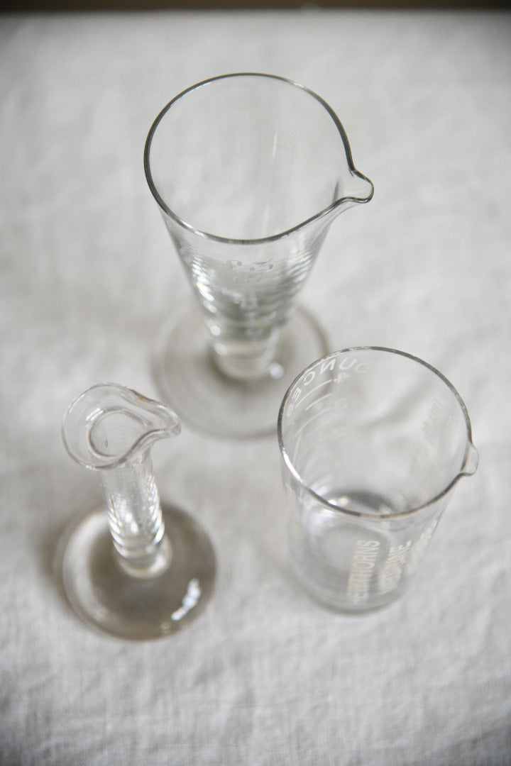 Vintage Apothecary Glass Measures with Etched Graduations