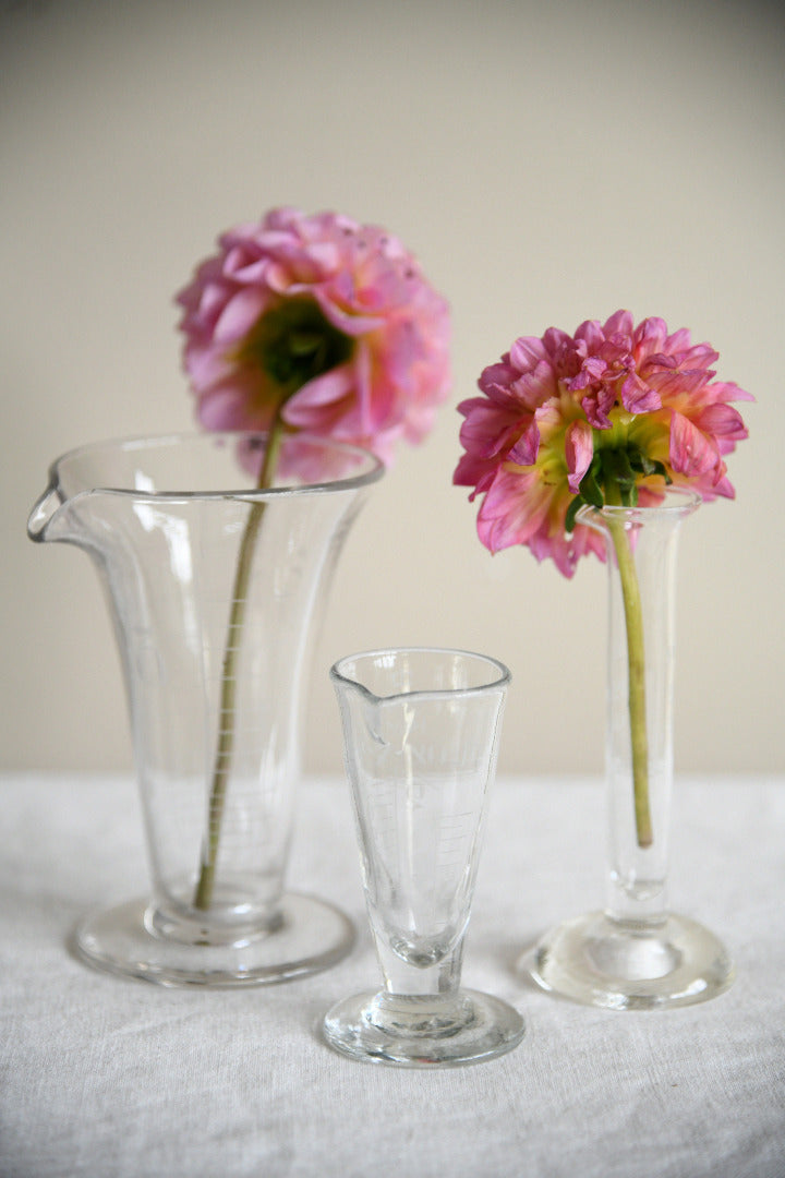Vintage Pharmacy Glass Measuring Vessels