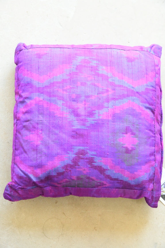 Handmade Purple Silk Appliqu� Floral Cushion