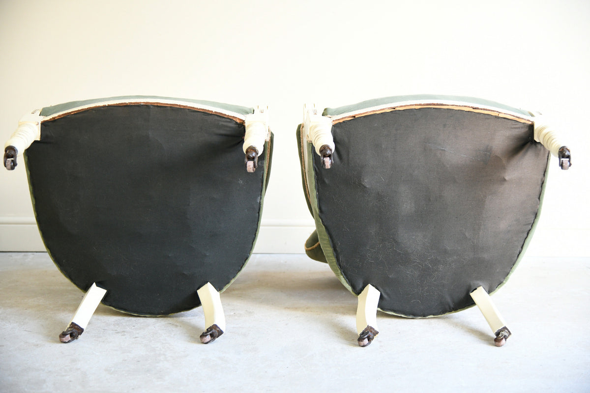 Pair of Late Victorian Green Upholstered Tub Chairs