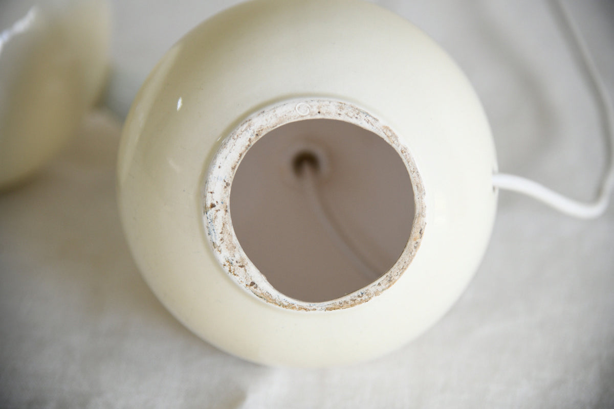 Pair of Contemporary Cream Ceramic Globe Table Lamps