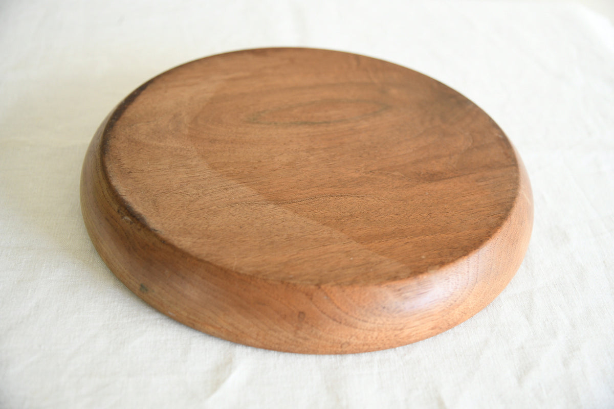 Vintage Hand Turned Wooden Shallow Bowl