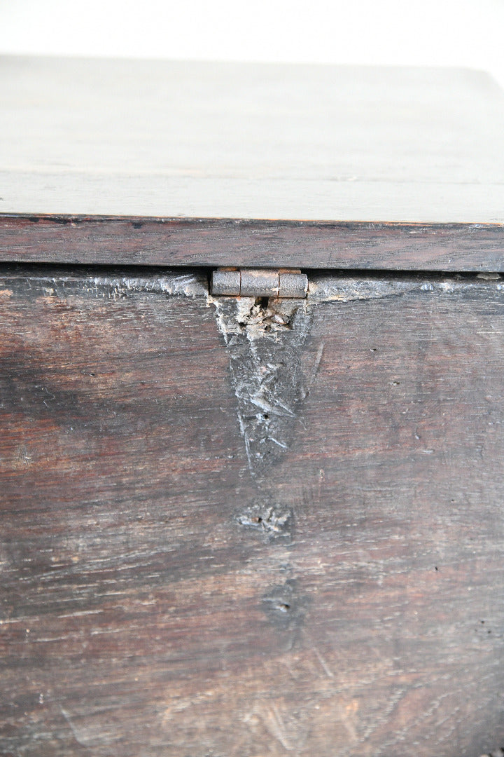 Antique Carved Oak Six Plank Chest Coffer