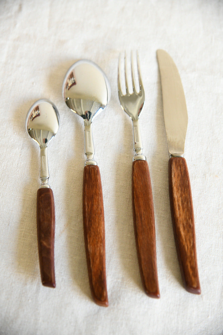 Vintage Boxed Glosswood Cutlery Set ? 24 Pieces