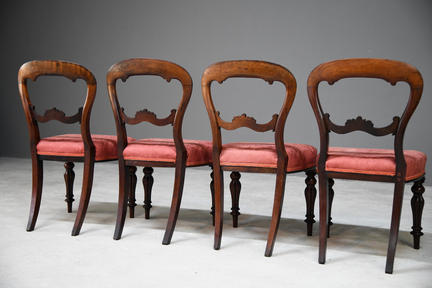 4 Mahogany Balloon Back Dining Chairs