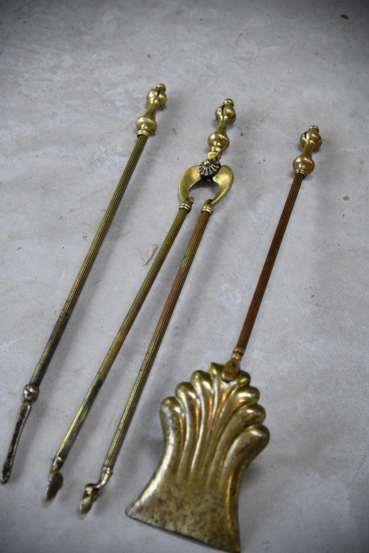 Brass Fire Set - Tongs Poker Shovel