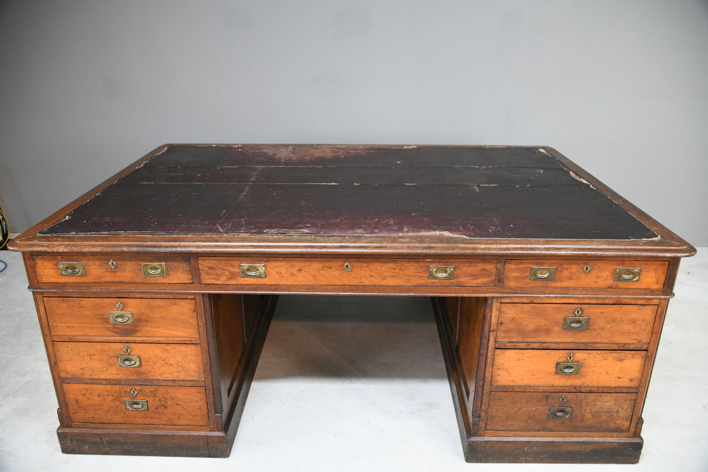 Large Antique Victorian Mahogany Partners Desk