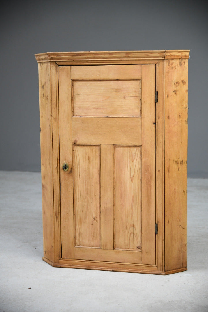 Rustic Pine Hanging Corner Cupboard