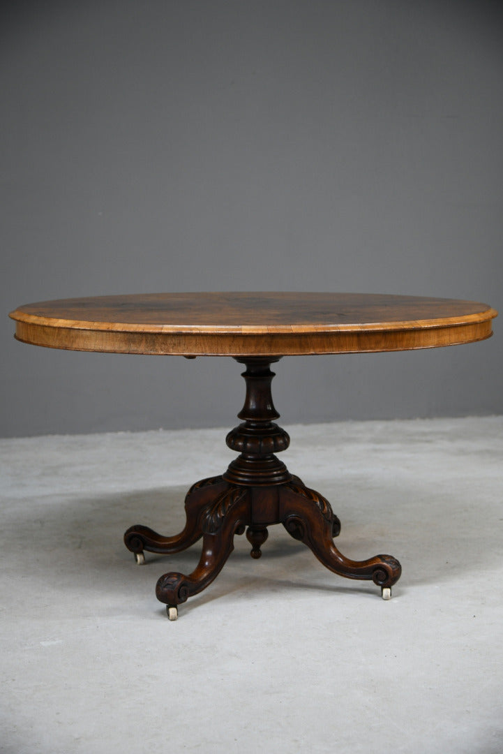 Antique Victorian Burr Walnut Tilt Top Table