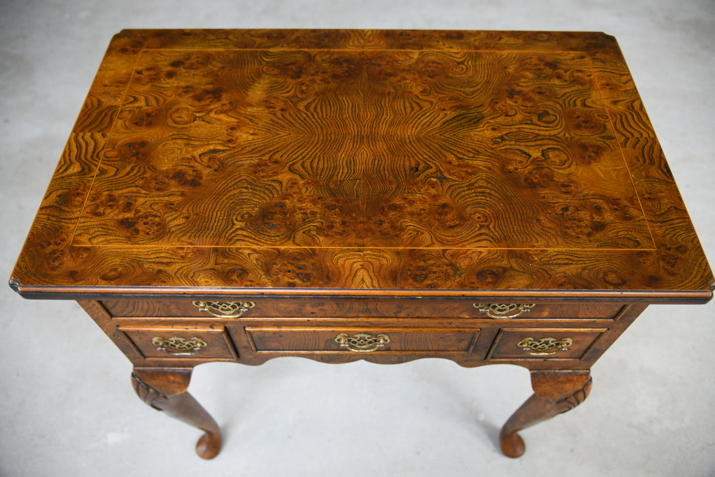 Georgian Style Burr Elm Low Boy