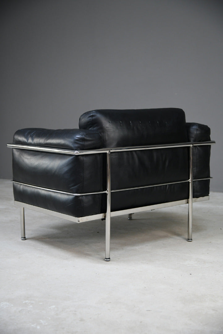 LC1 Black Leather & Chrome Armchair