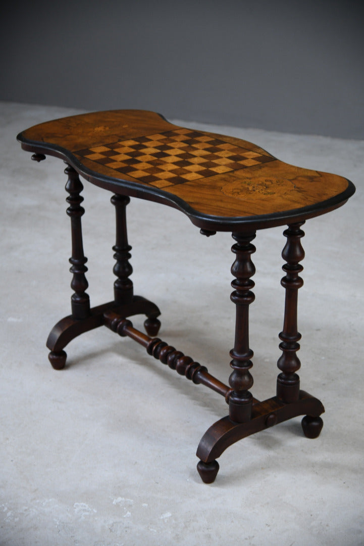 Antique Walnut Inlaid Victorian Games Table