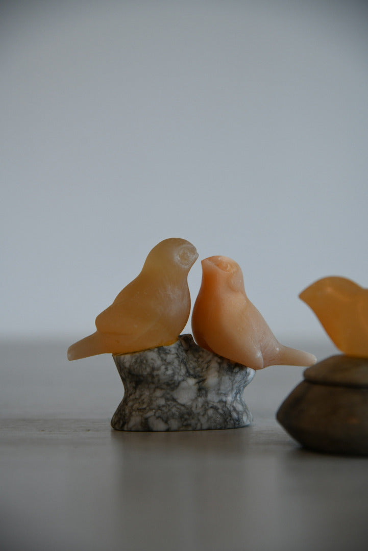 Pair Orange Jade Birds