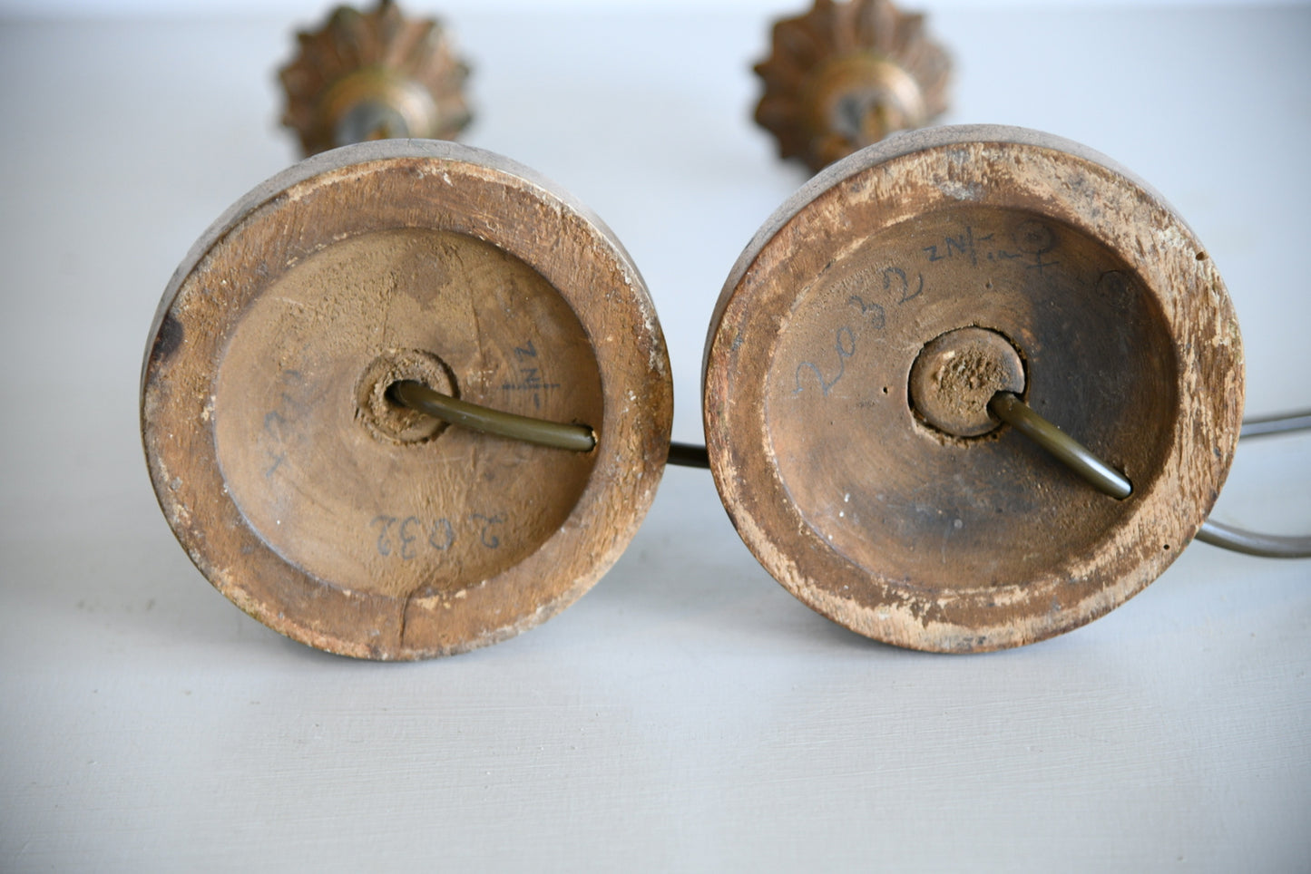 Pair French Gilt Wood Table Lamps