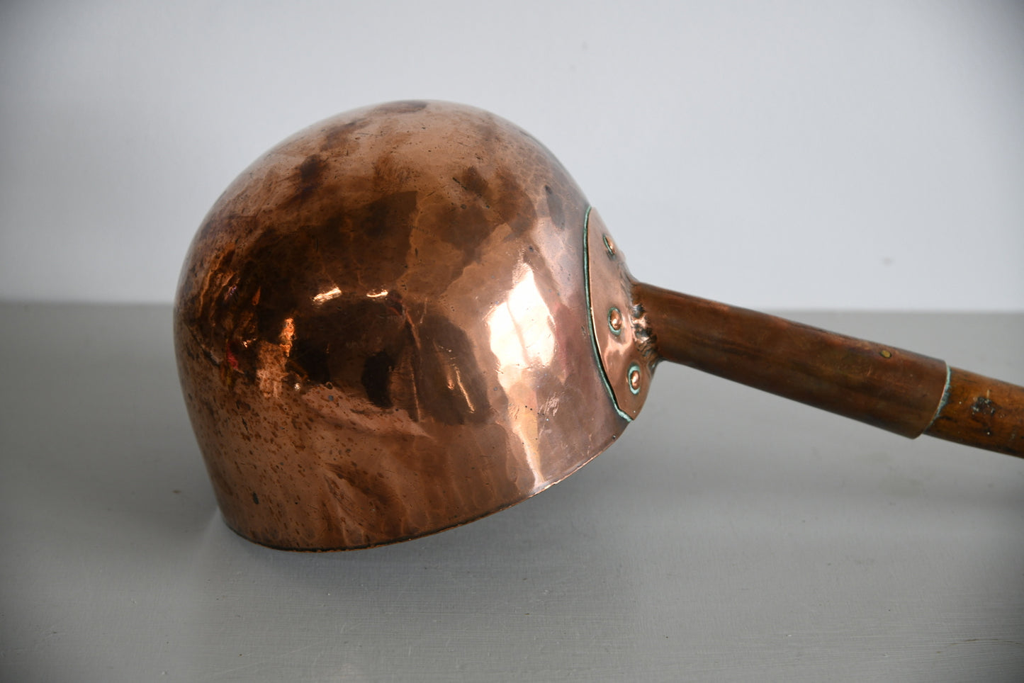 Large Antique Hammered Copper Ladle