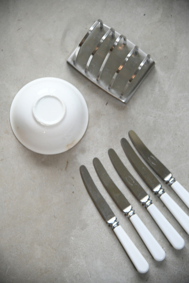 Retro Toast Rack Knives & Bowl