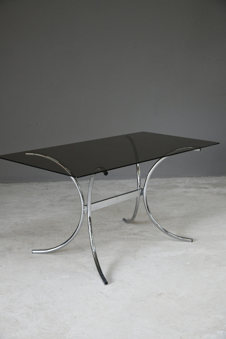 Retro Chrome & Glass Dining Table