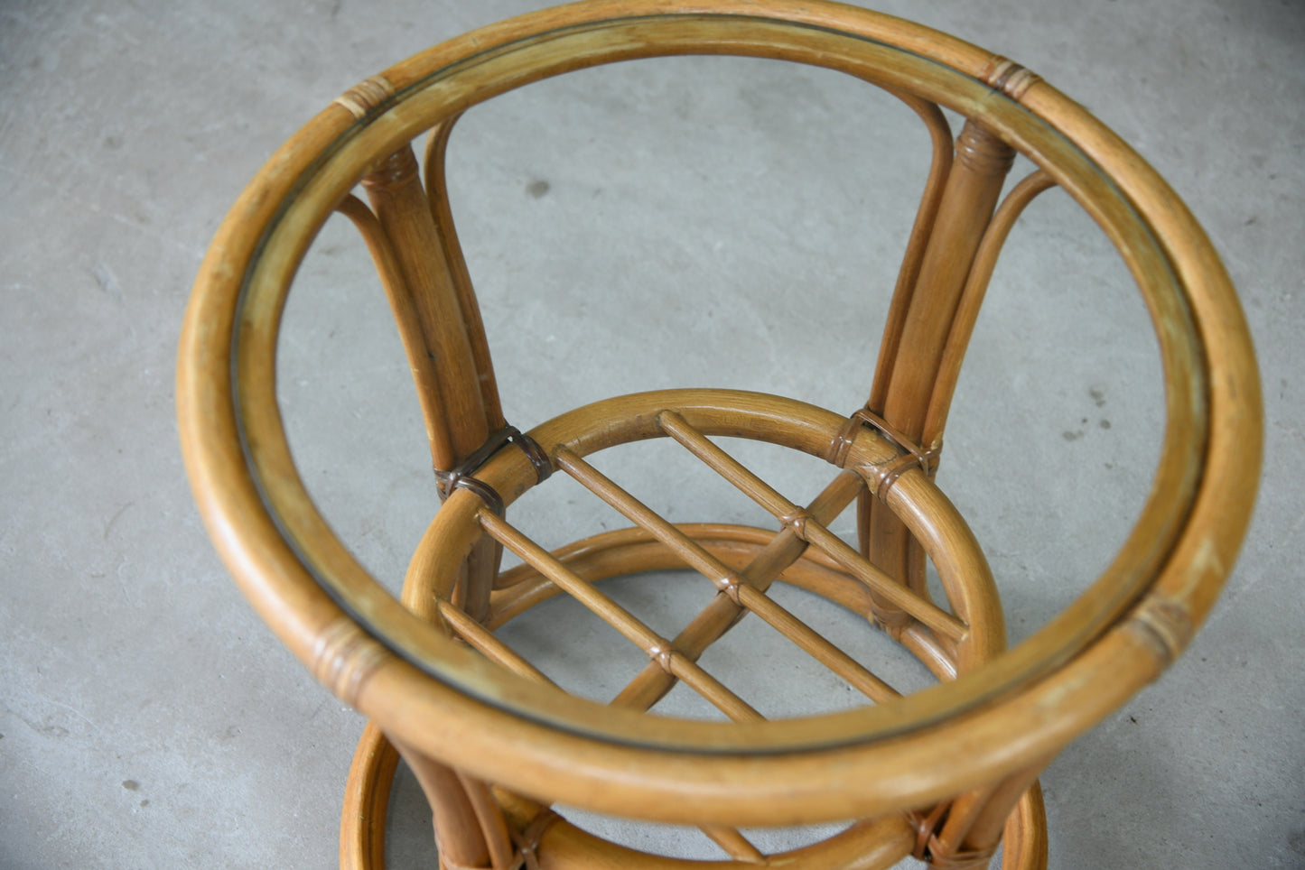 Retro Cane & Glass Coffee Table