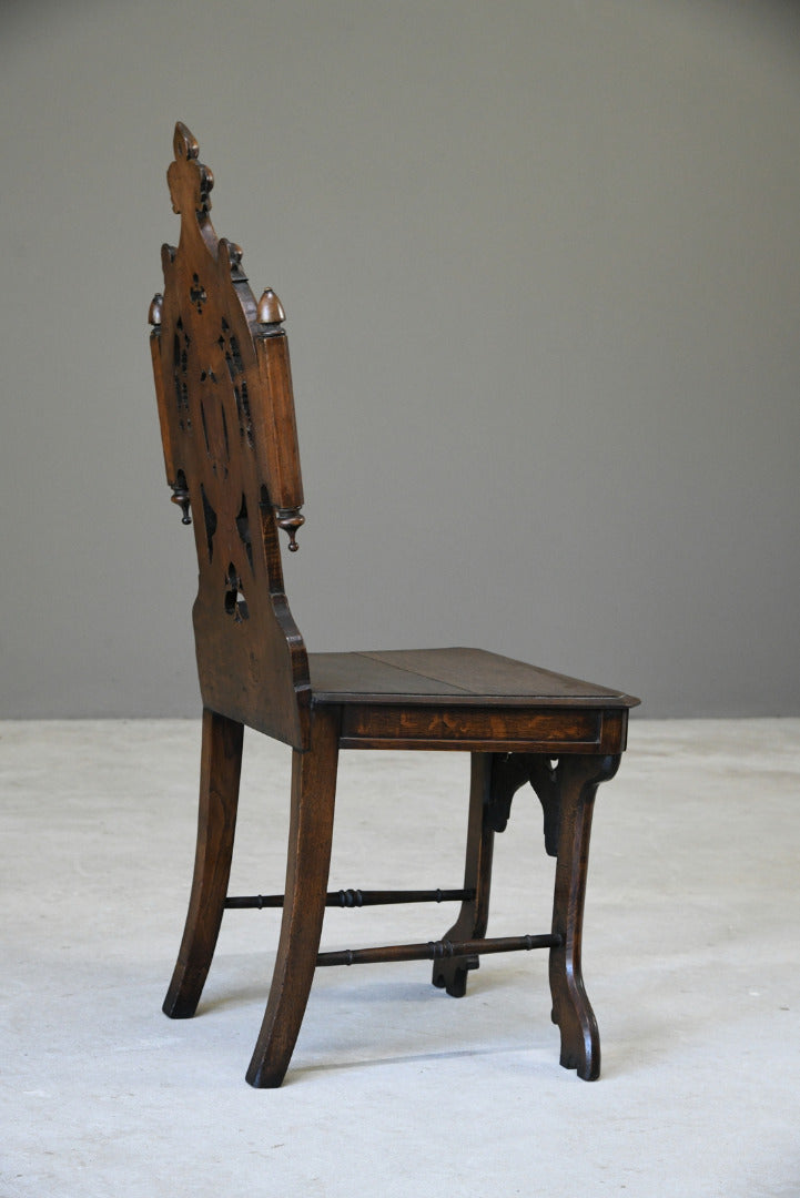 Victorian Gothic Revival Oak Hall Chair