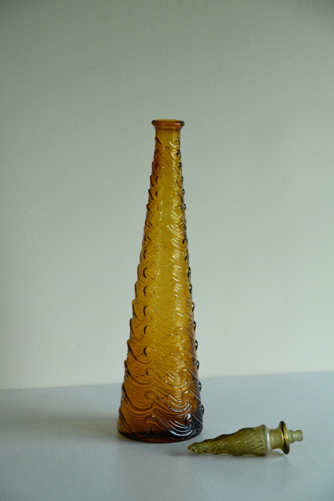 Amber Wave Pattern Glass Genie Bottle