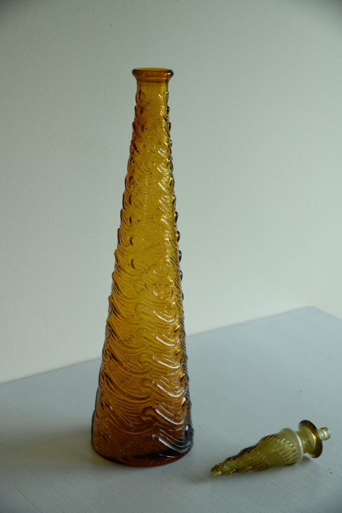 Amber Wave Pattern Glass Genie Bottle