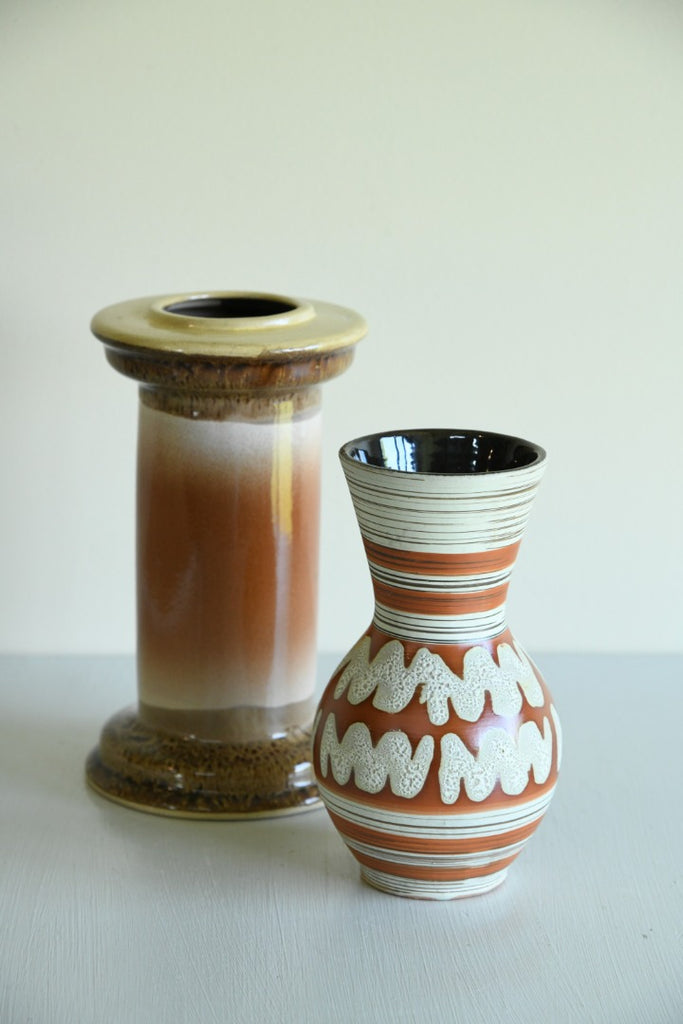 2 x Retro Pottery Vase