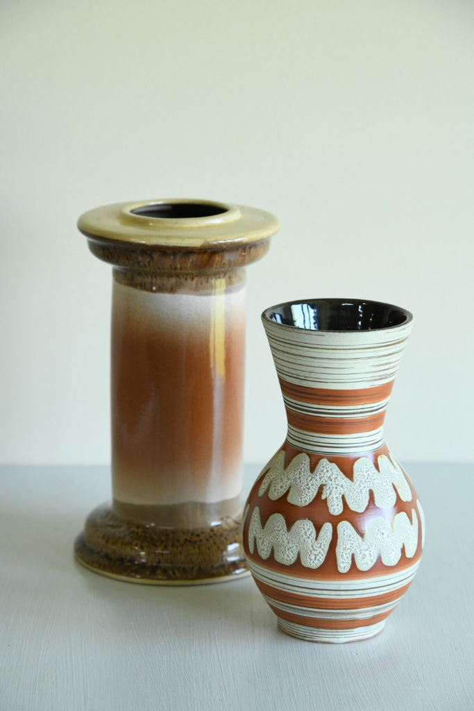 2 x Retro Pottery Vase