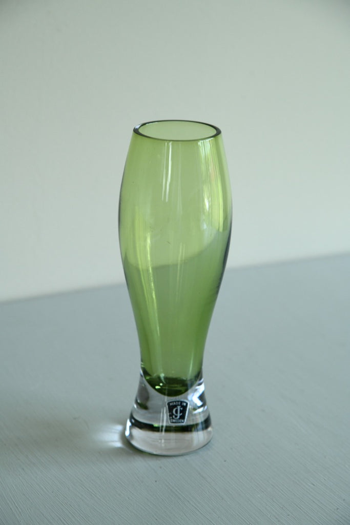 CJ Swedish Retro Green Glass Vase