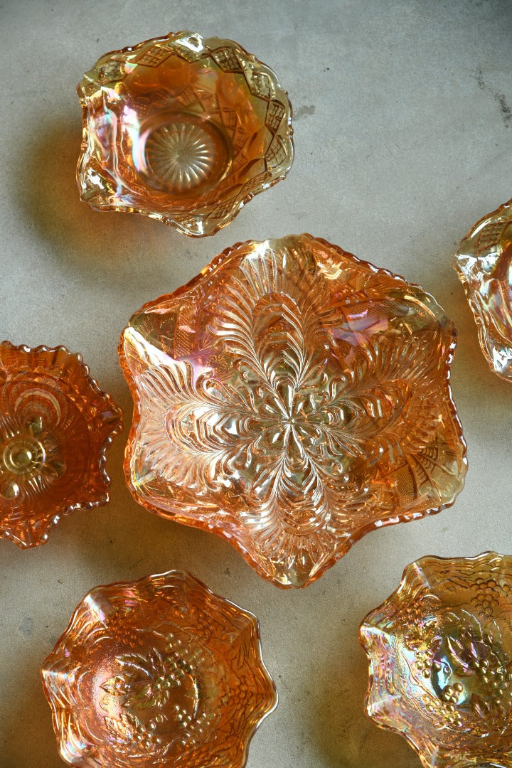 Vintage Carnival orders Glass Bowls Orange/ Gold 6 in total