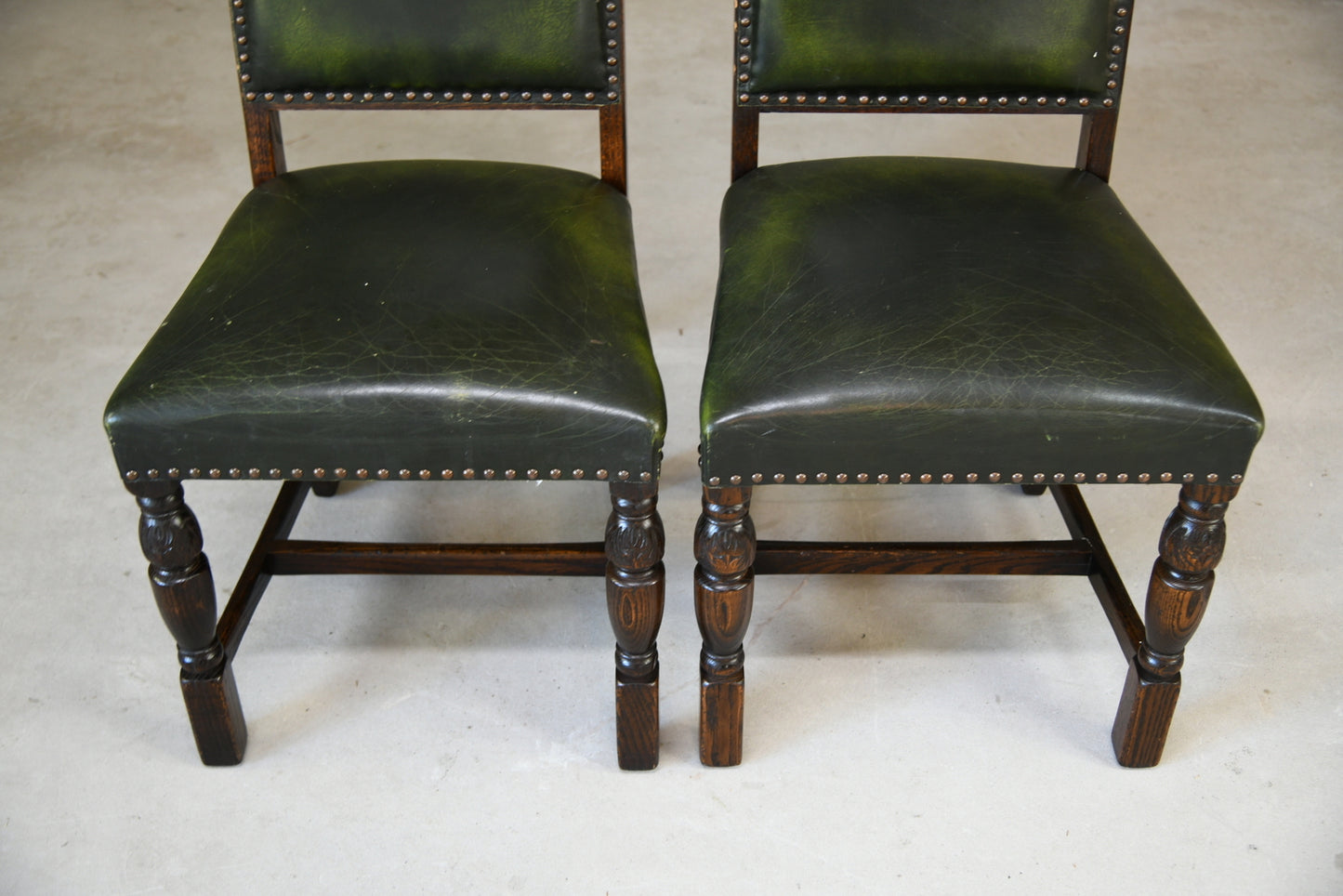 Pair Jaycee Leather Oak Dining Chairs