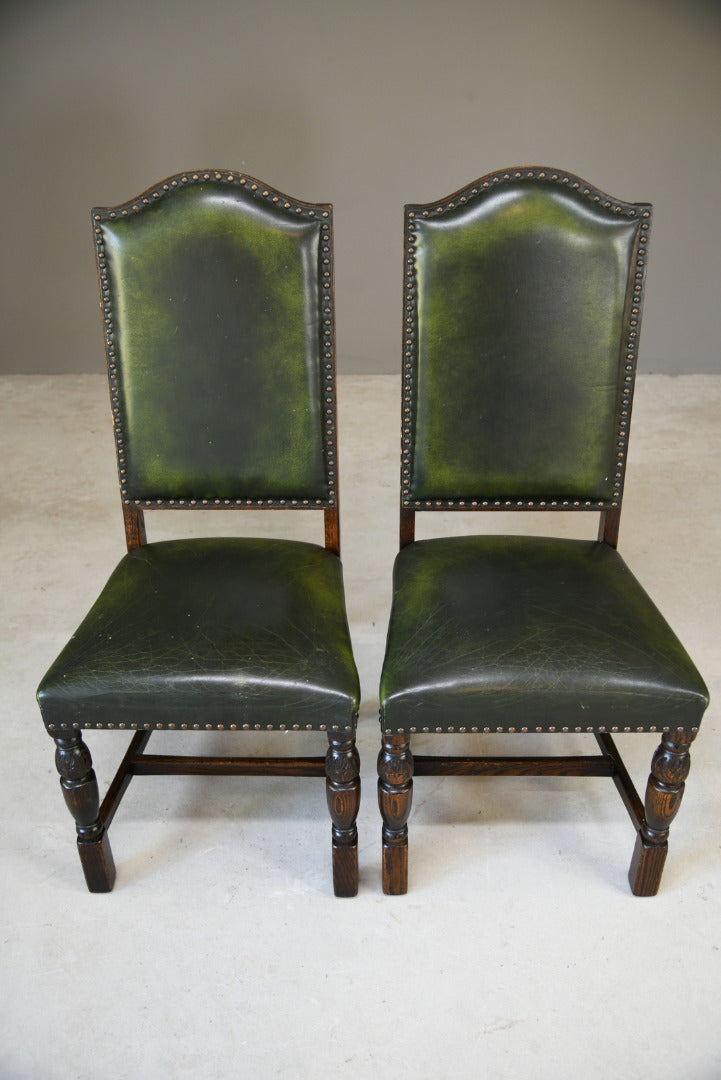 Pair Jaycee Leather Oak Dining Chairs Kernow Furniture