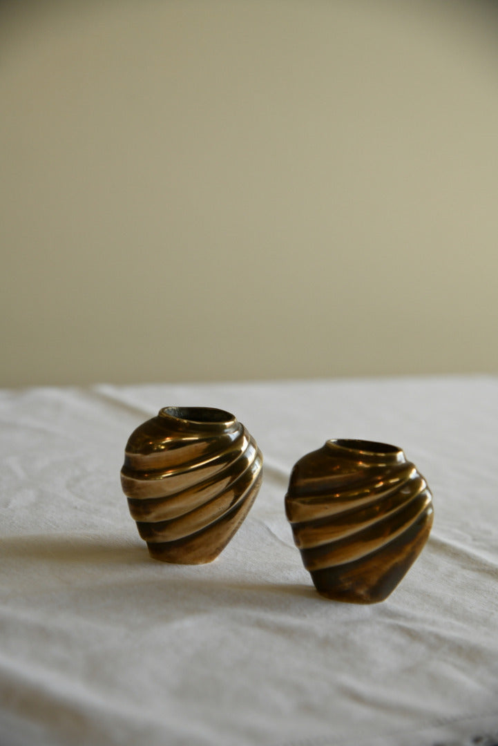Pair Small Brass Vase