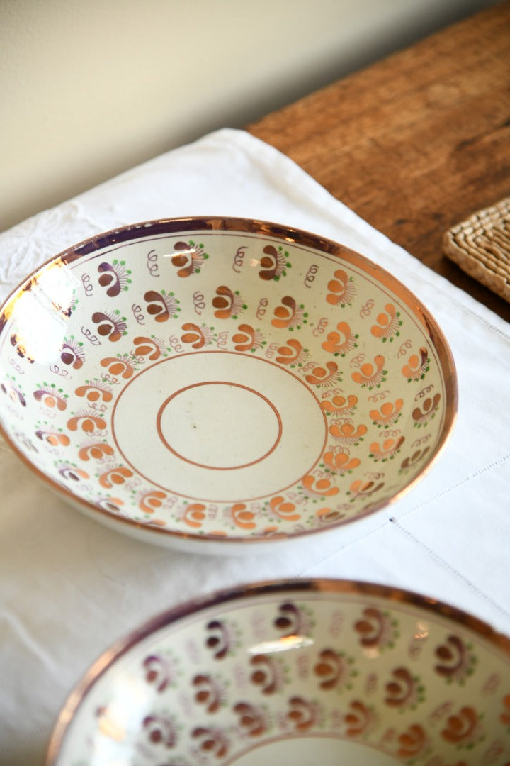 Pair Large Pink Lustre Saucers