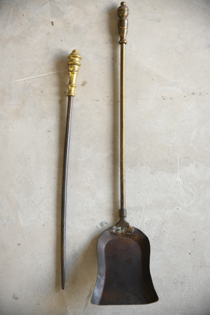 Brass Fire Poker and Shovel