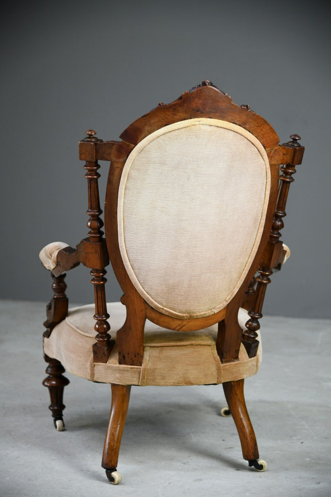 Victorian Walnut Open Arm Chair