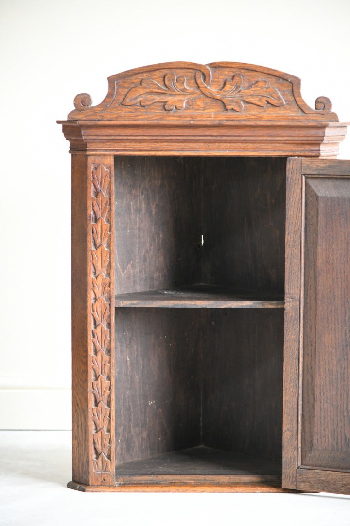 Victorian Carved Oak Corner Cupboard