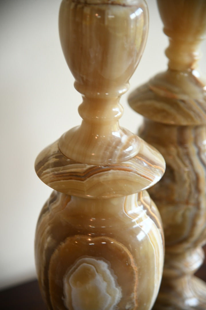 Large Pair Onyx Table Lamps