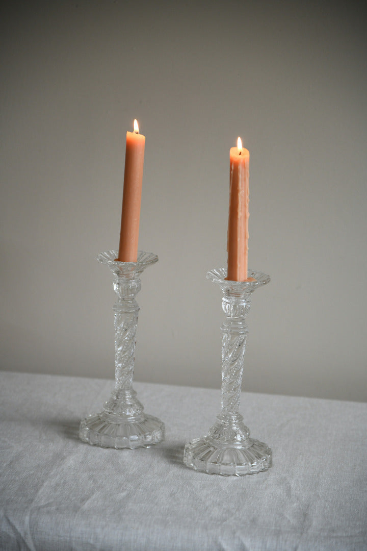 Pair Glass Candlesticks