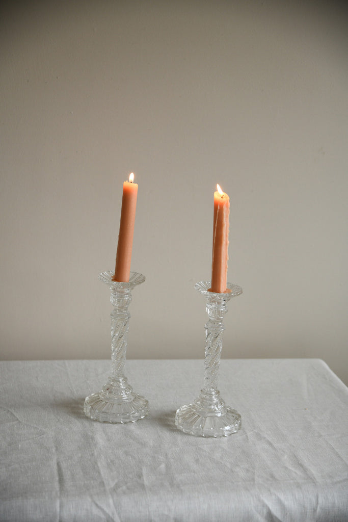 Pair Glass Candlesticks