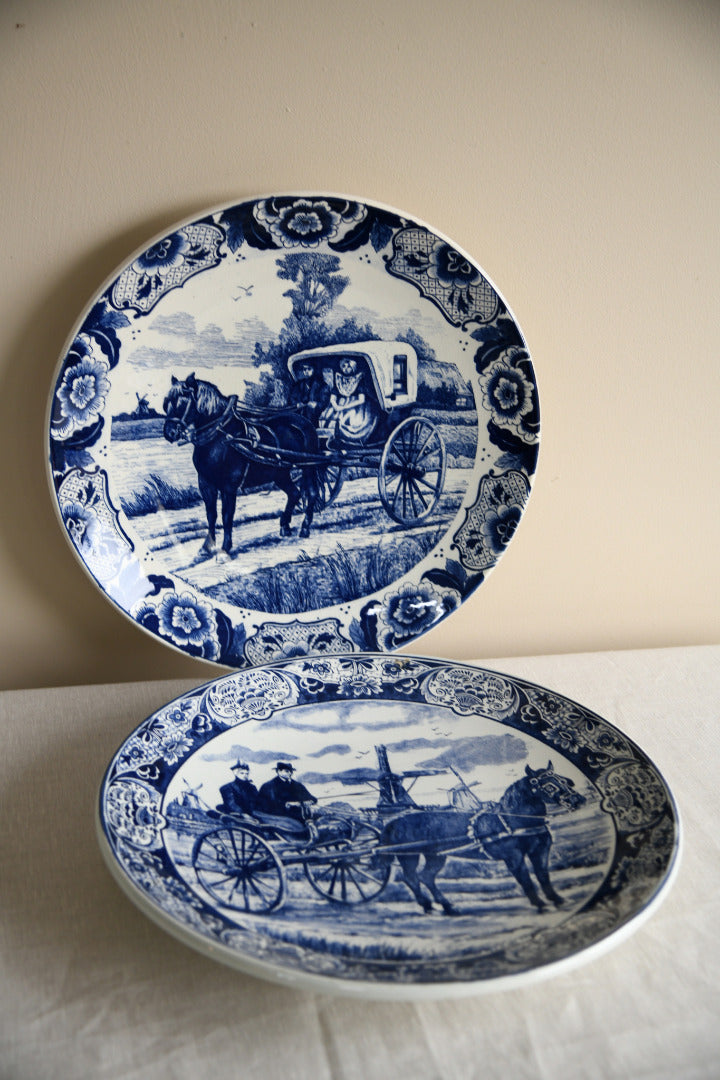2 Large Blue & White Delft Chargers