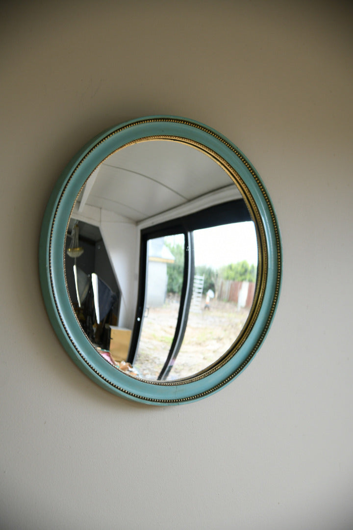 Vintage Turquoise Convex Mirror