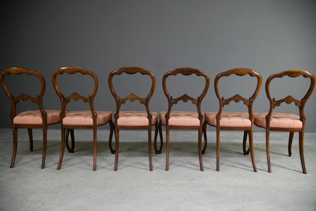 Set 6 Antique Walnut Dining Chairs